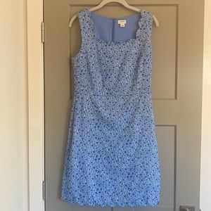 J. Crew Microfloral Basketweave Scallop Edge Dress Size 6